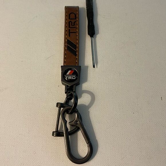 TRD Toyota Brown Leather fob keychain with Logo NWT - Picture 2 of 4